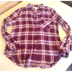 LUCKY Brand Flannel Shirt! Size S! Burgundy!